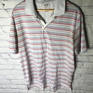 Adidas Polo Shirt Large ClimaLite Golf Striped